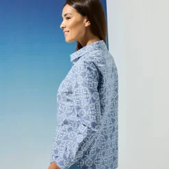 Bloes En Tuniek<Blancheporte Bedrukte bloes in chambray blauw