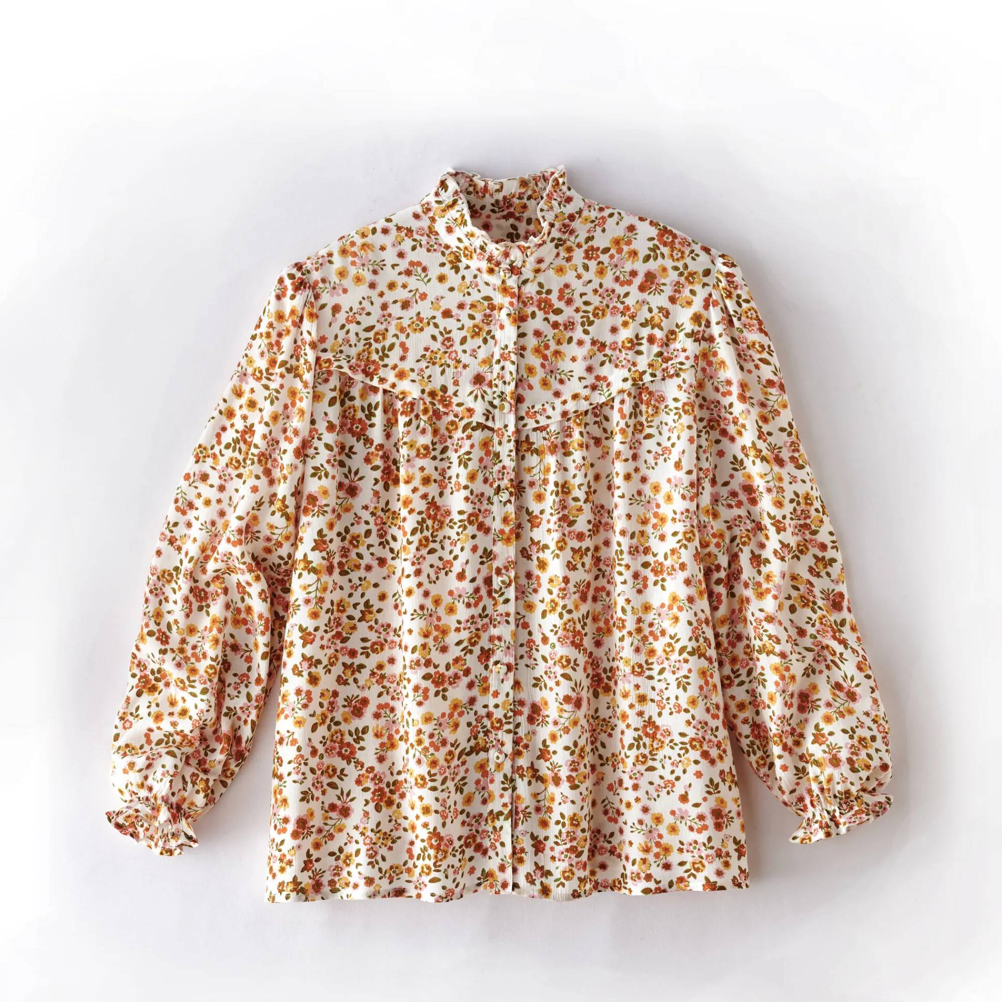 Bloes En Tuniek<Blancheporte Bedrukte bloes met stroken, crepon ecru / honing