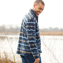 Sweater|Trui En Vest<Blancheporte Bedrukte blouson met rits, in microfleece blauw / beige