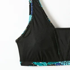 Badmode|Badmode<Blancheporte Bedrukte brassière zonder beugels, post-operatieve PALOMBIA lijn zwart / blauw