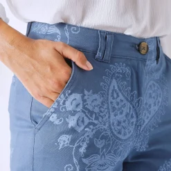 Broek<Blancheporte Bedrukte broek met kasjmiermotief indigo