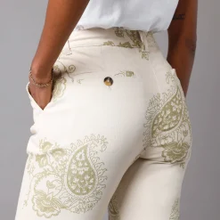 Broek<Blancheporte Bedrukte broek met kasjmiermotief beige