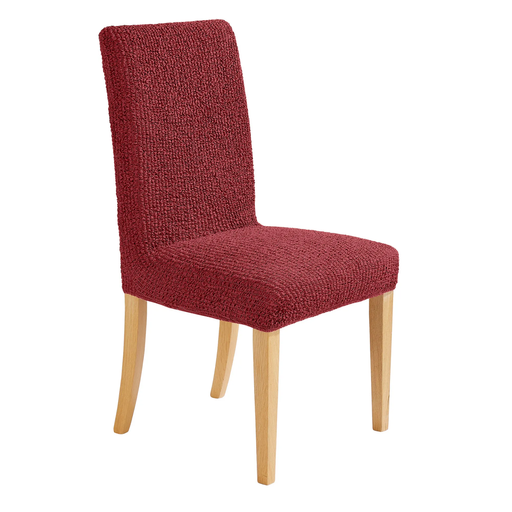 Stoelhoes<Blancheporte Bedrukte en gewafelde bi-rekbare stoelhoes in microvezel bordeaux