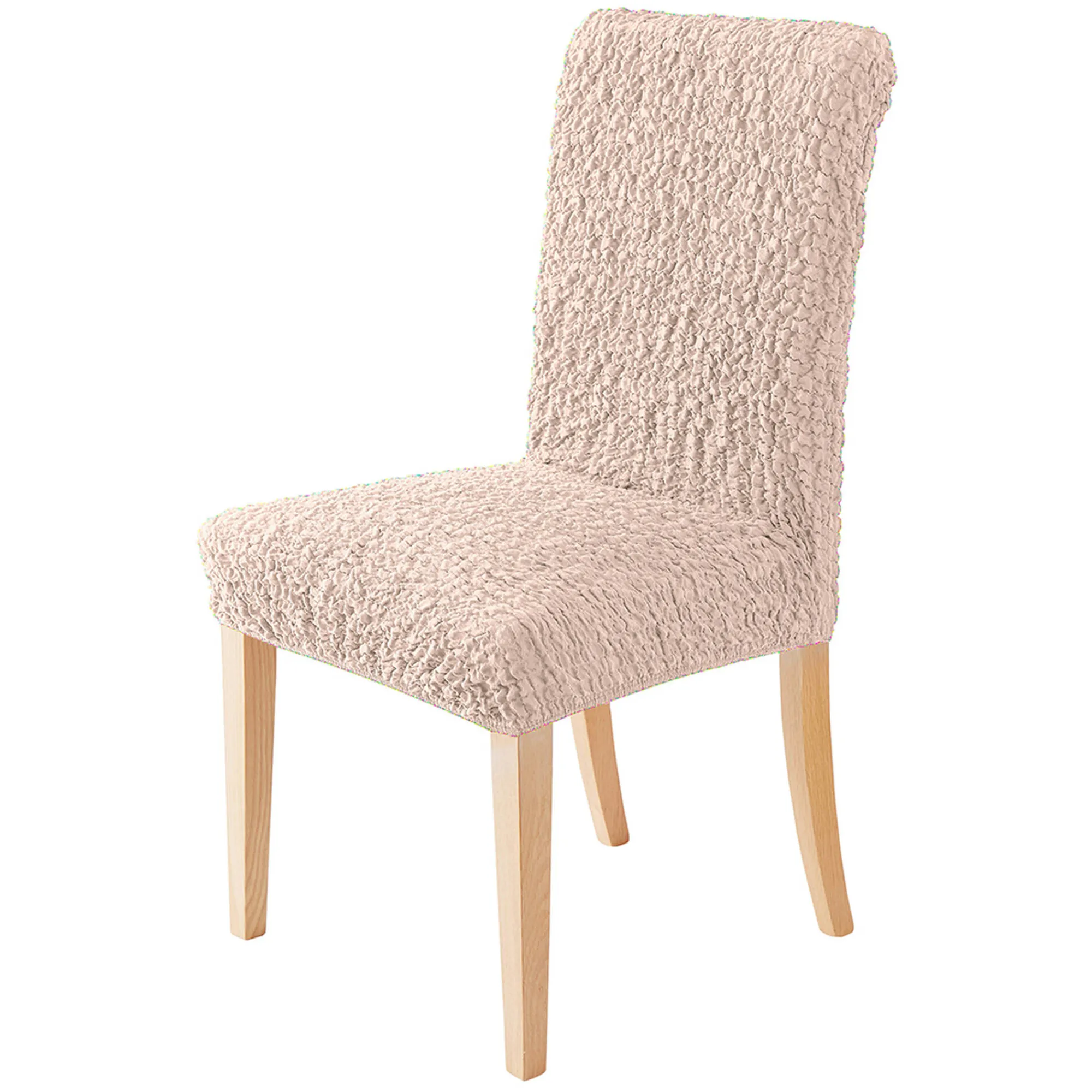 Stoelhoes<Blancheporte Bedrukte en gewafelde bi-rekbare stoelhoes in microvezel beige