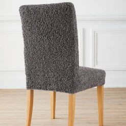 Stoelhoes<Blancheporte Bedrukte en gewafelde bi-rekbare stoelhoes in microvezel grijs