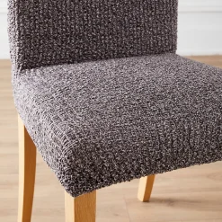 Stoelhoes<Blancheporte Bedrukte en gewafelde bi-rekbare stoelhoes in microvezel grijs