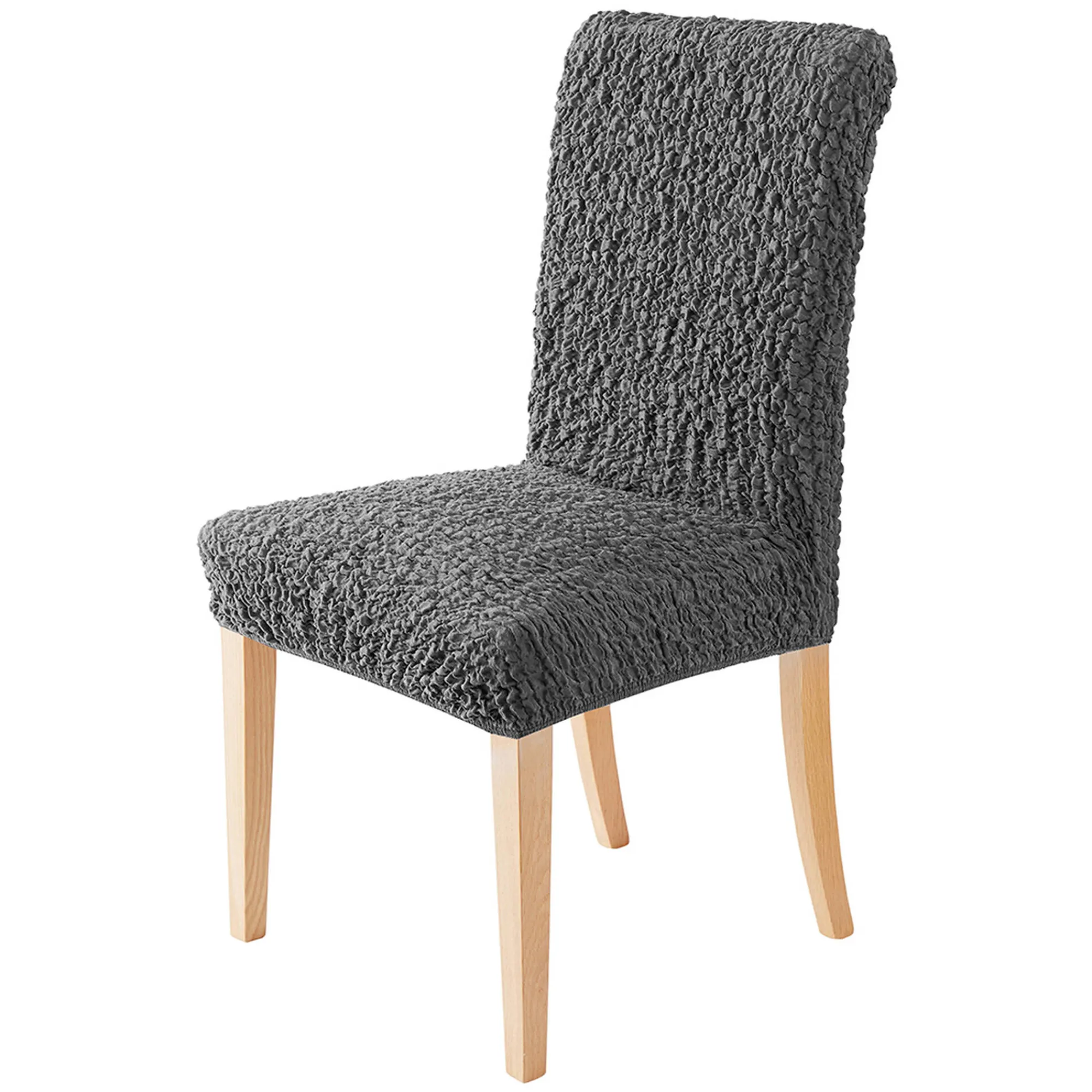 Stoelhoes<Blancheporte Bedrukte en gewafelde bi-rekbare stoelhoes in microvezel grijs