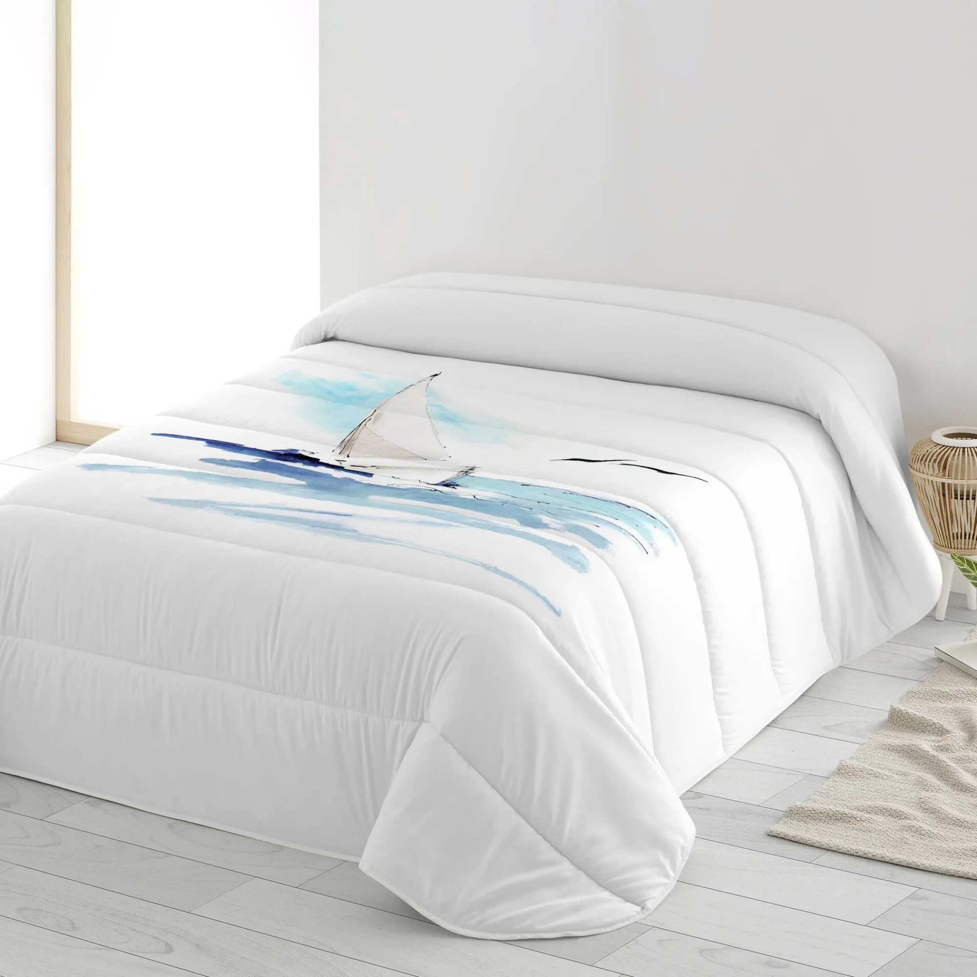 Deken En Bedsprei|Deken, Boutis En Bedsprei<Blancheporte Bedrukte, gematelasseerde bedsprei Zee wit