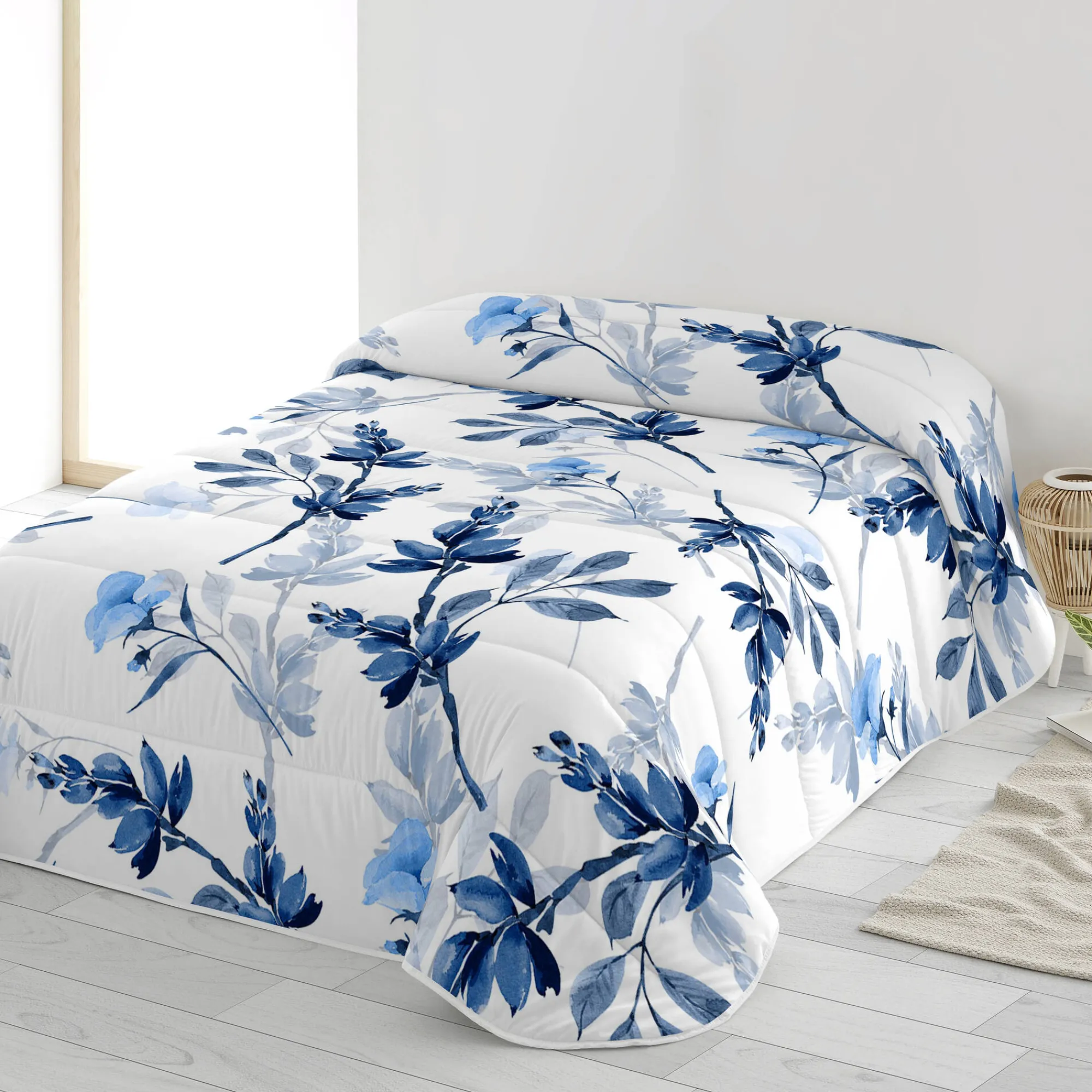 Deken En Bedsprei|Deken, Boutis En Bedsprei<Blancheporte Bedrukte, gematelasseerde bedsprei Korenblauw wit