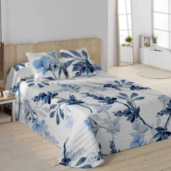 Deken En Bedsprei|Deken, Boutis En Bedsprei<Blancheporte Bedrukte, gematelasseerde bedsprei Korenblauw wit