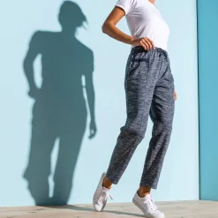 Broek<Blancheporte Bedrukte joggingbroek in geruwd molton chiné marine