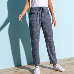 Broek<Blancheporte Bedrukte joggingbroek in geruwd molton chiné marine