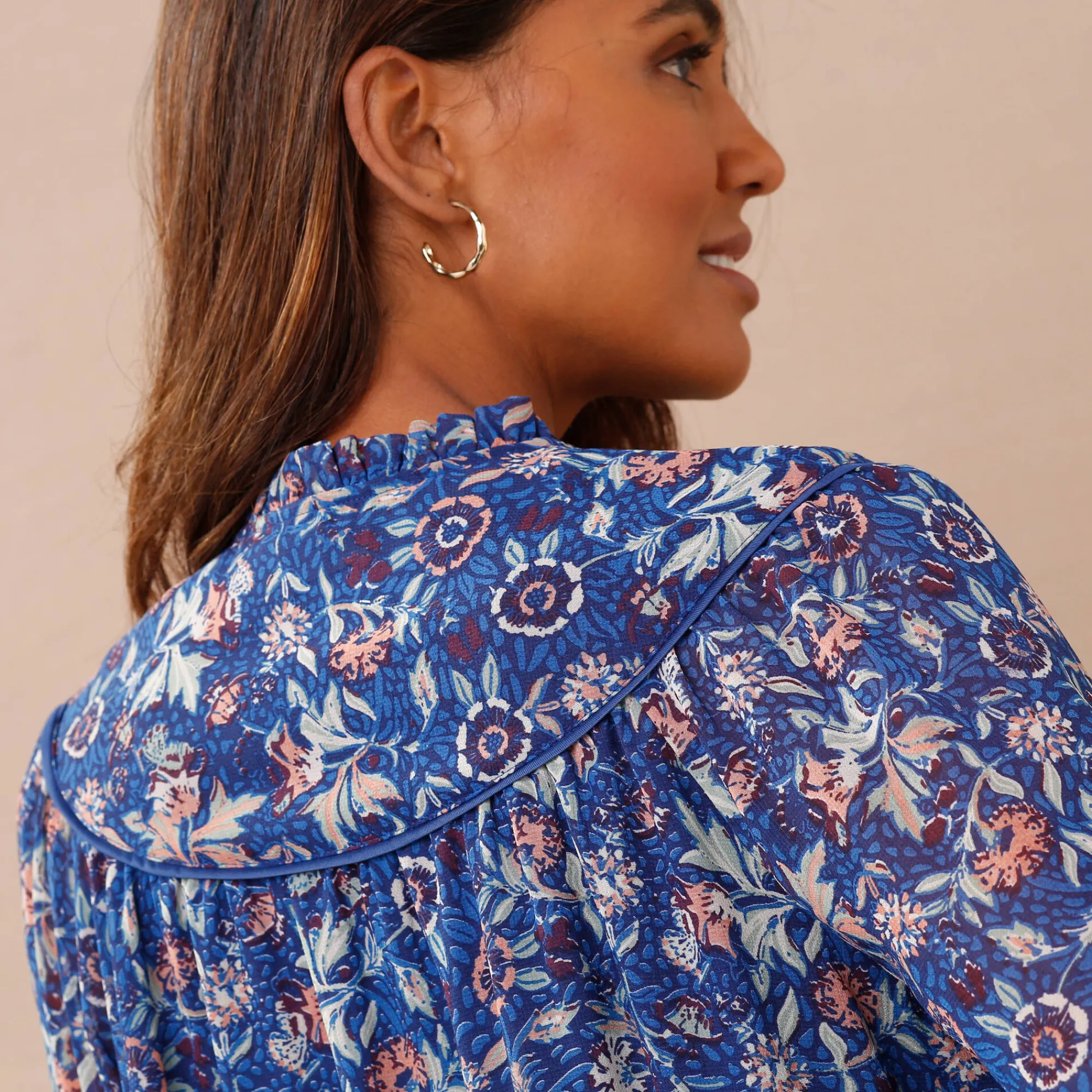 Jurk<Blancheporte Bedrukte jurk in voile blauw / groen