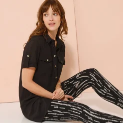 Legging<Blancheporte Bedrukte legging, elastische taille zwart / beige