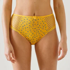 Slip En Shorty<Confidence Lingerie Bedrukte maxislip in katoenkant Tropéa - set van 4 roze + geel