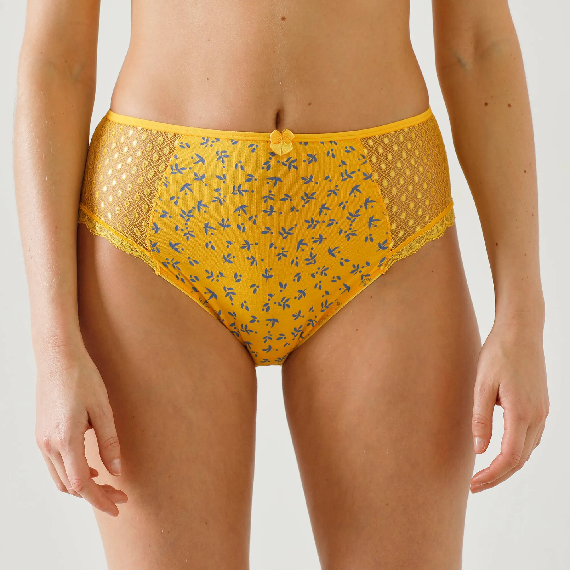 Slip En Shorty<Confidence Lingerie Bedrukte maxislip in katoenkant Tropéa - set van 4 roze + geel