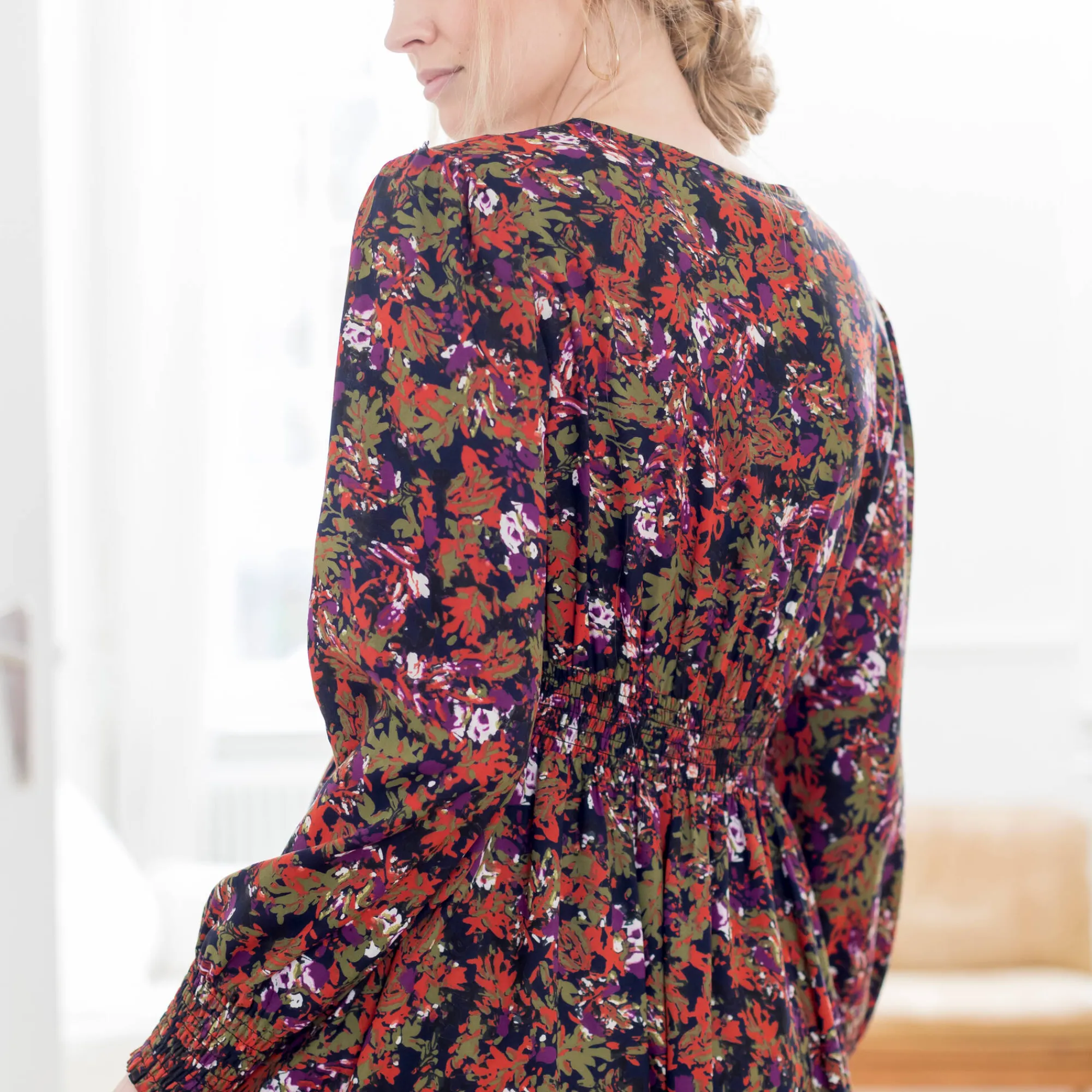 Jurk<Blancheporte Bedrukte midi-jurk, soepele viscose marine / paprika