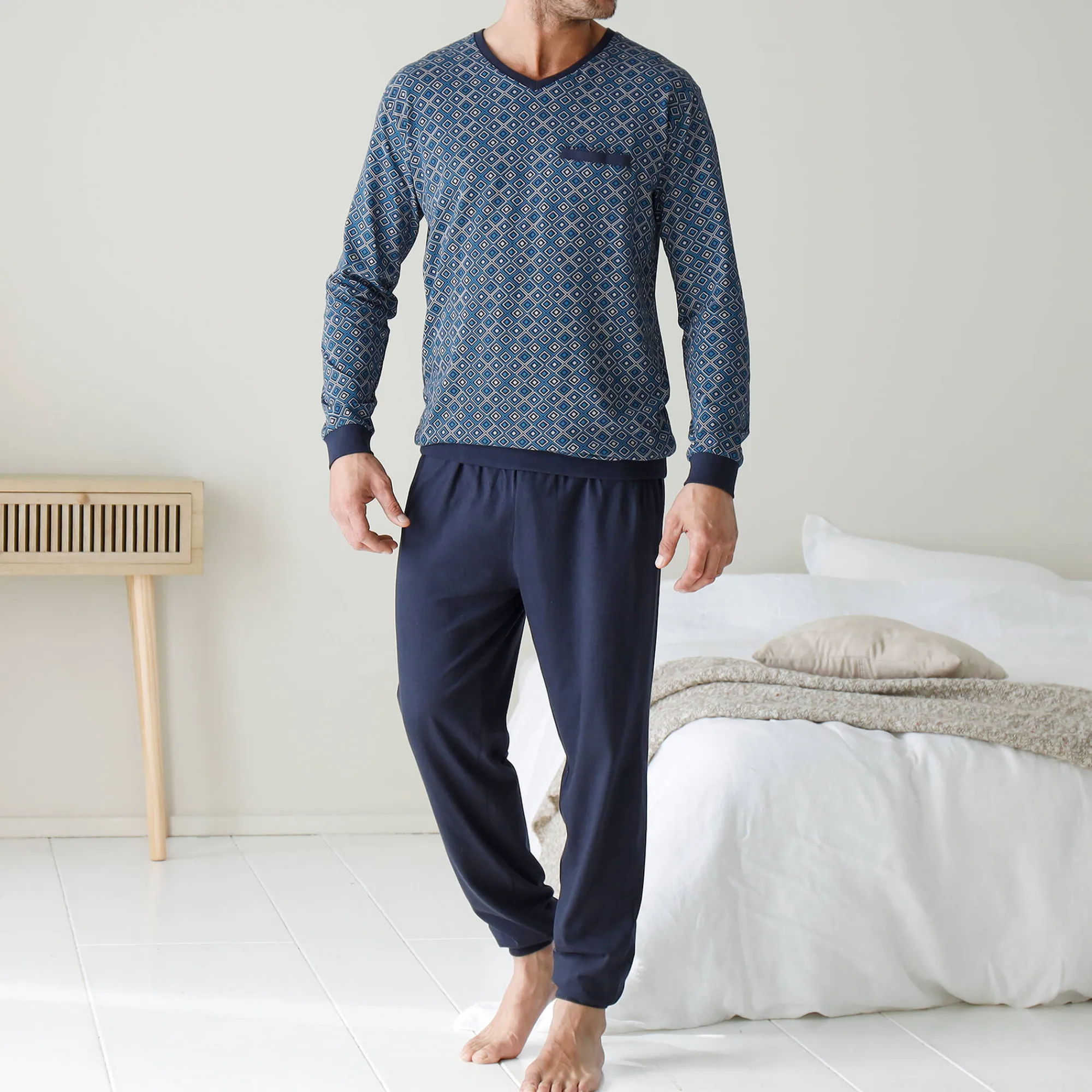Pyjama En Kamerjas<Blancheporte Bedrukte pyjama marine / blauw