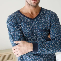 Pyjama En Kamerjas<Blancheporte Bedrukte pyjama marine / blauw