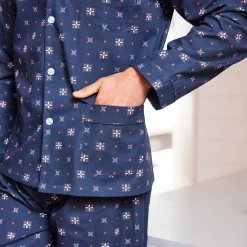 Pyjama En Kamerjas<Blancheporte Bedrukte pyjama in popeline van polyester/katoen marine