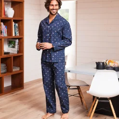 Pyjama En Kamerjas<Blancheporte Bedrukte pyjama in popeline van polyester/katoen marine