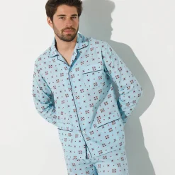 Pyjama En Kamerjas<Blancheporte Bedrukte pyjama in popeline van polyester/katoen blauw