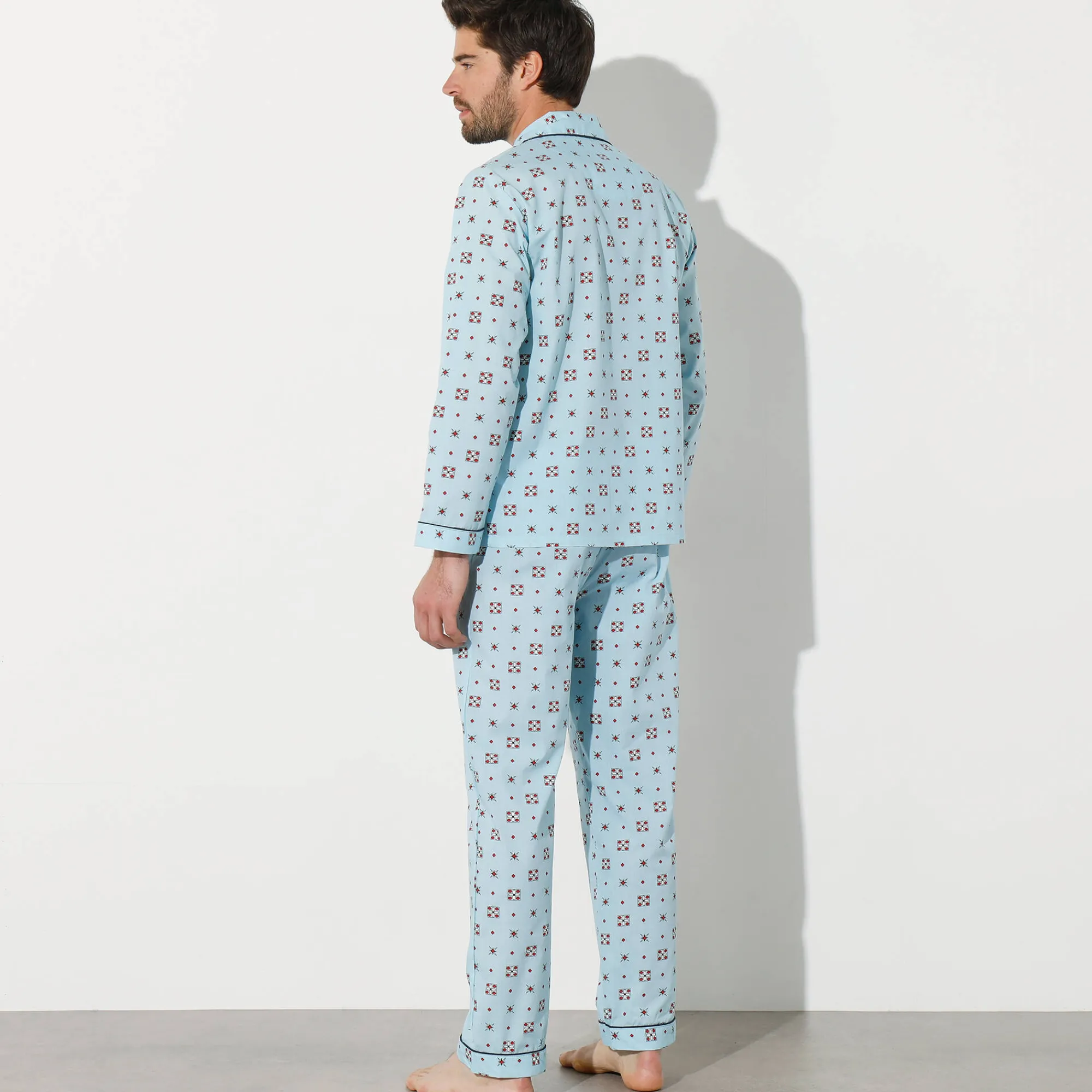 Pyjama En Kamerjas<Blancheporte Bedrukte pyjama in popeline van polyester/katoen blauw