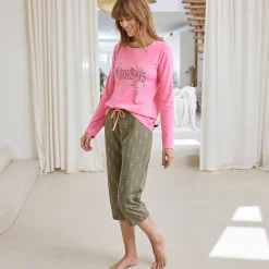Pyjama<Blancheporte Bedrukte 3/4-pyjamabroek "Bohème" kaki