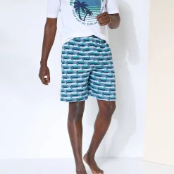 Pyjama En Kamerjas<Blancheporte Bedrukte pyjamashort in katoen blauw / groen