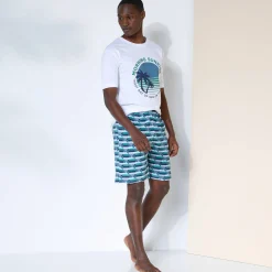 Pyjama En Kamerjas<Blancheporte Bedrukte pyjamashort in katoen blauw / groen