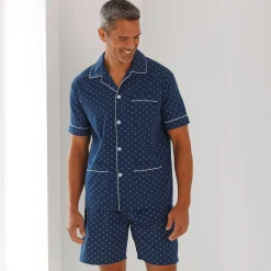 Pyjama En Kamerjas<Blancheporte Bedrukte shortama in popeline marine