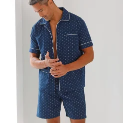 Pyjama En Kamerjas<Blancheporte Bedrukte shortama in popeline marine