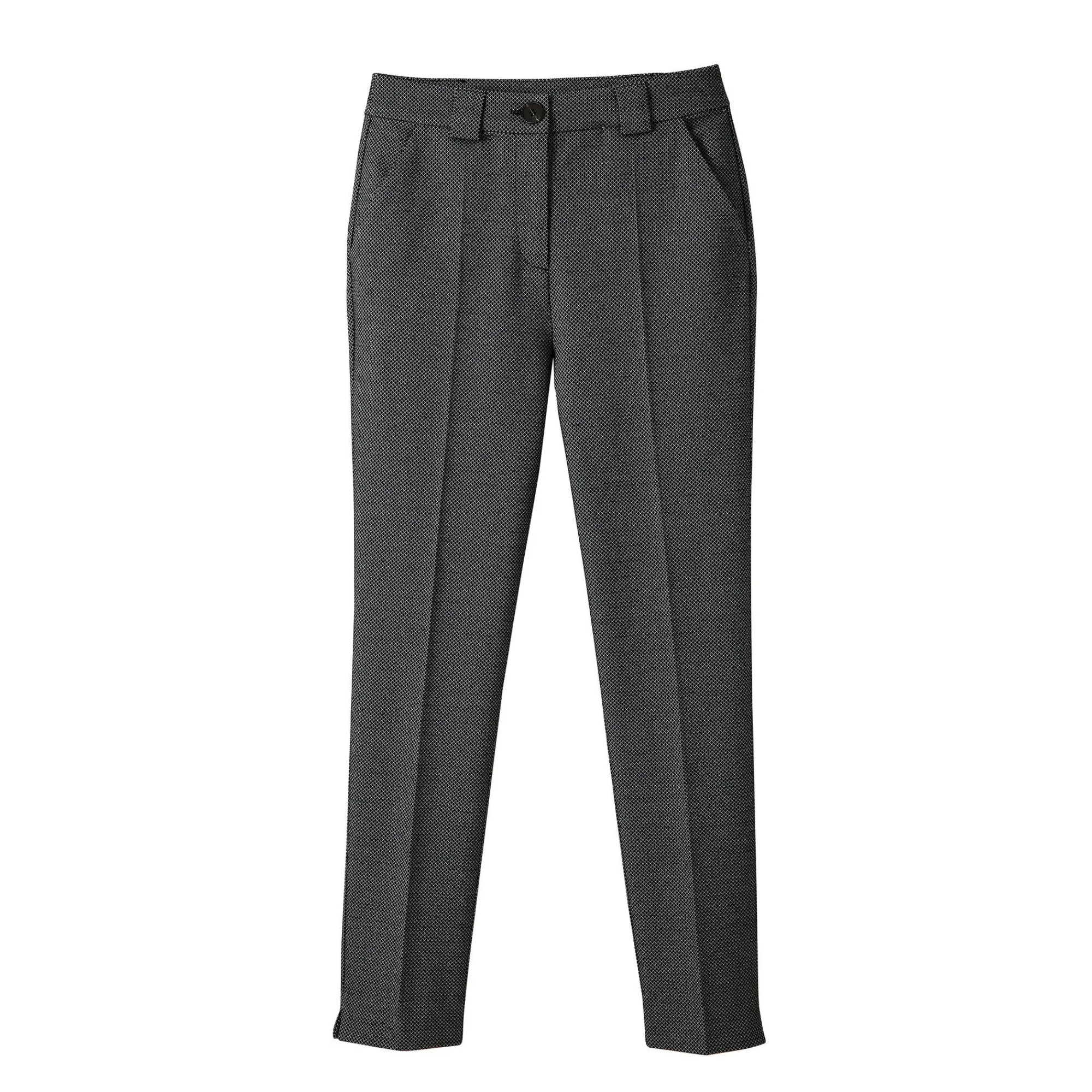 Broek<Blancheporte Bedrukte slimbroek, miilanotricot zwart / grijs