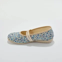 Sloffen|Sloffen<Blancheporte Bedrukte sloffen met riempjes blauw