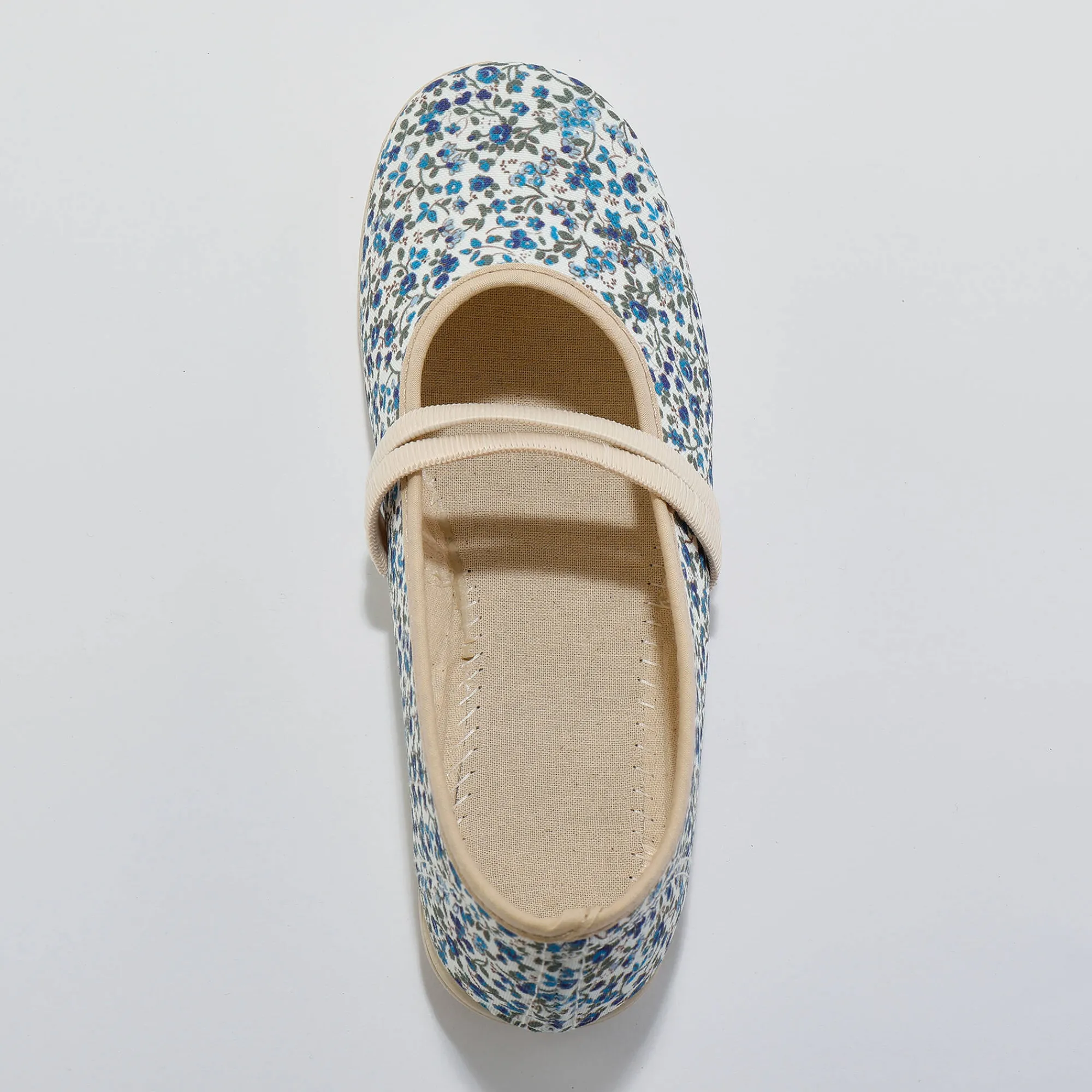 Sloffen|Sloffen<Blancheporte Bedrukte sloffen met riempjes blauw