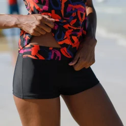 Badmode|Badmode<Blancheporte Bedrukte tankini met gekruiste rug Lohena, voorgevormde cups zwart / oranje