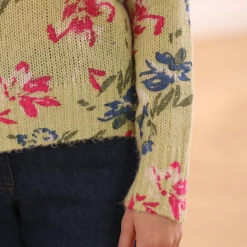 Trui En Vest<Blancheporte Bedrukte trui met ronde hals groen / roze