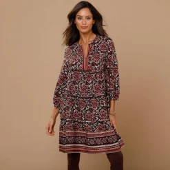 Bloes En Tuniek<Lora Zellini Bedrukte tuniek met bloezende 3/4-mouwen chocolade