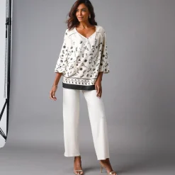Bloes En Tuniek<Blancheporte Bedrukte tuniek met 3/4-mouwen ecru / zwart