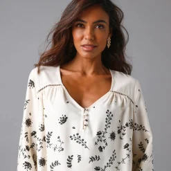 Bloes En Tuniek<Blancheporte Bedrukte tuniek met 3/4-mouwen ecru / zwart