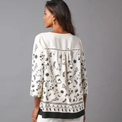 Bloes En Tuniek<Blancheporte Bedrukte tuniek met 3/4-mouwen ecru / zwart