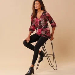 Bloes En Tuniek<Blancheporte Bedrukte tuniek met rits zwart / kersenrood