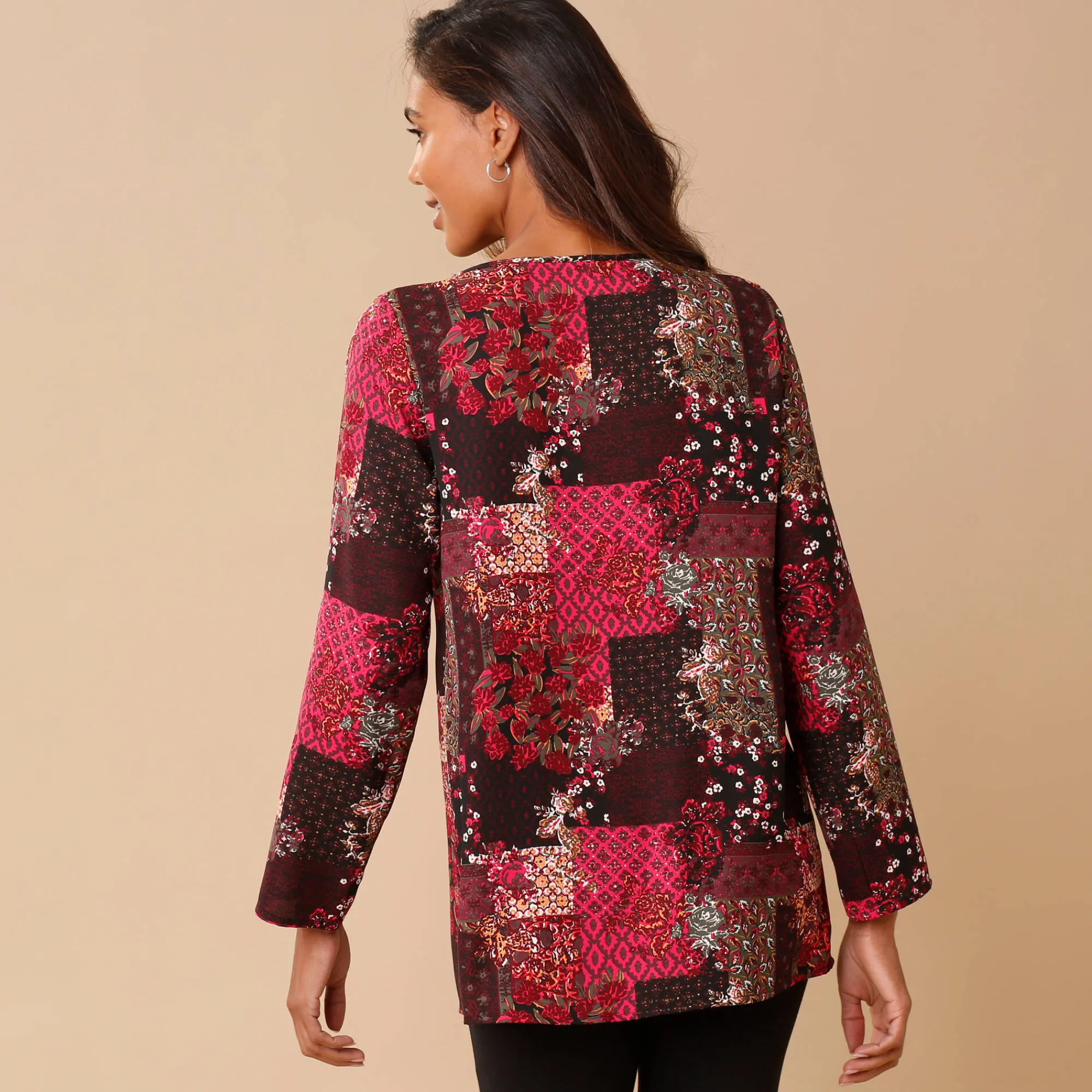 Bloes En Tuniek<Blancheporte Bedrukte tuniek met rits zwart / kersenrood