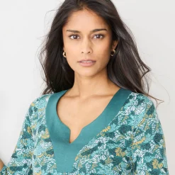 T-Shirt En Topje|Bloes En Tuniek<Blancheporte Bedrukte tuniek met V-hals groen / honing