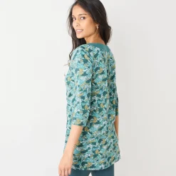 T-Shirt En Topje|Bloes En Tuniek<Blancheporte Bedrukte tuniek met V-hals groen / honing