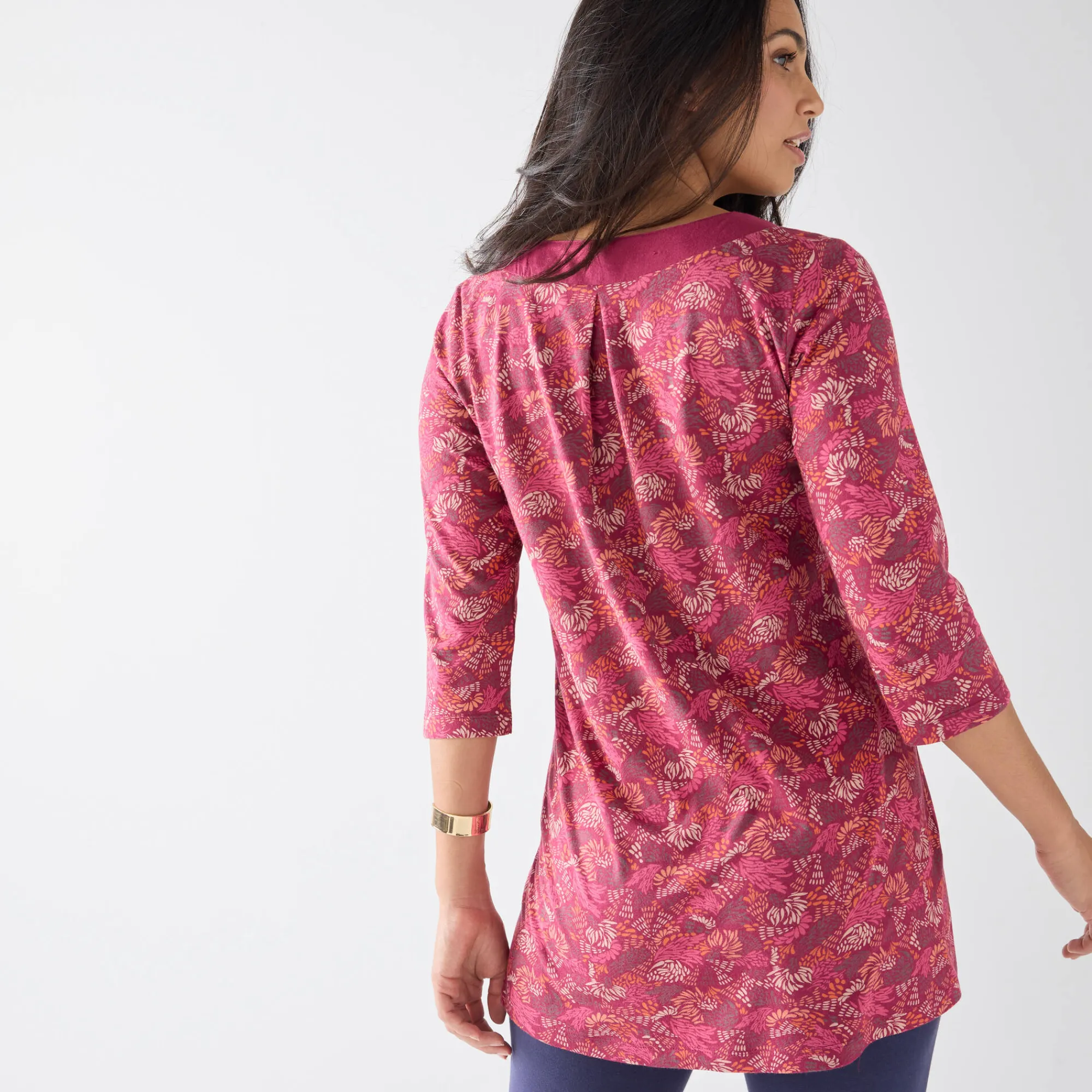T-Shirt En Topje|Bloes En Tuniek<Blancheporte Bedrukte tuniek met V-hals pruim / roze