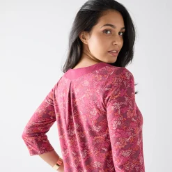 T-Shirt En Topje|Bloes En Tuniek<Blancheporte Bedrukte tuniek met V-hals pruim / roze