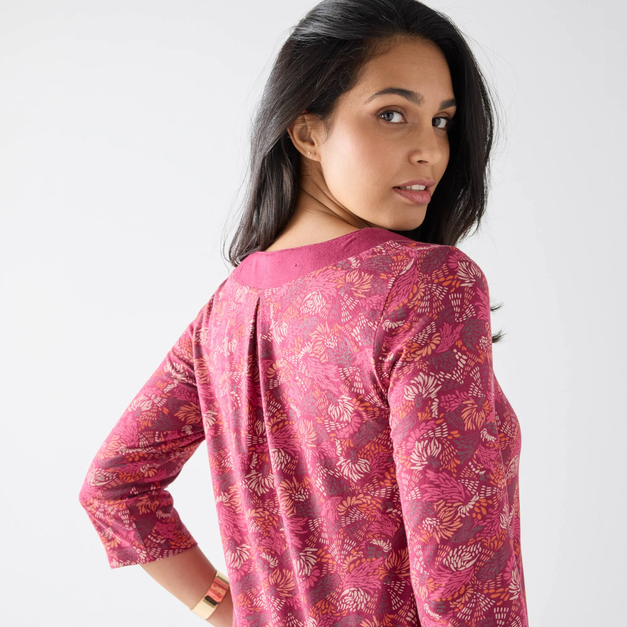 T-Shirt En Topje|Bloes En Tuniek<Blancheporte Bedrukte tuniek met V-hals pruim / roze