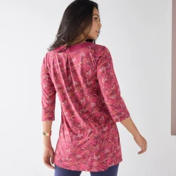 T-Shirt En Topje|Bloes En Tuniek<Blancheporte Bedrukte tuniek met V-hals pruim / roze