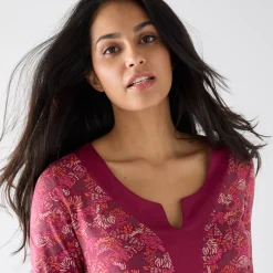 T-Shirt En Topje|Bloes En Tuniek<Blancheporte Bedrukte tuniek met V-hals pruim / roze